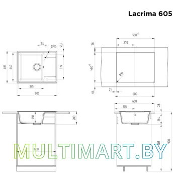 Кухонная мойка MAUNFELD Lacrima 605 MFQS-605B (черный) картинка 3